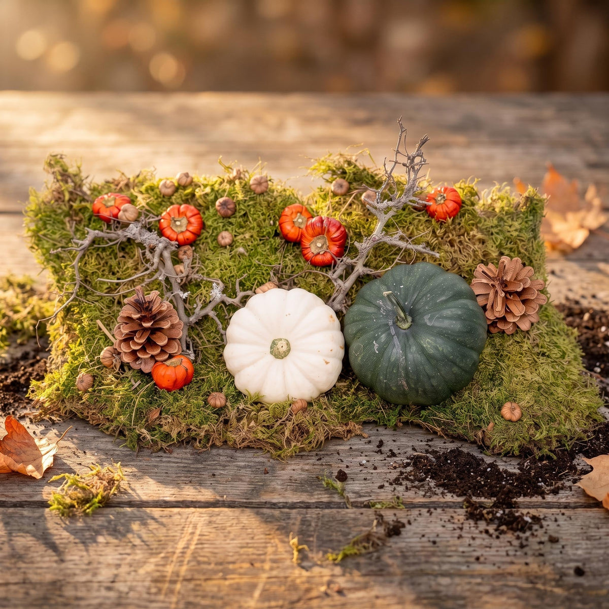 Autumn Deco Kit With 2 Real Pumpkins Ø 12 Cm