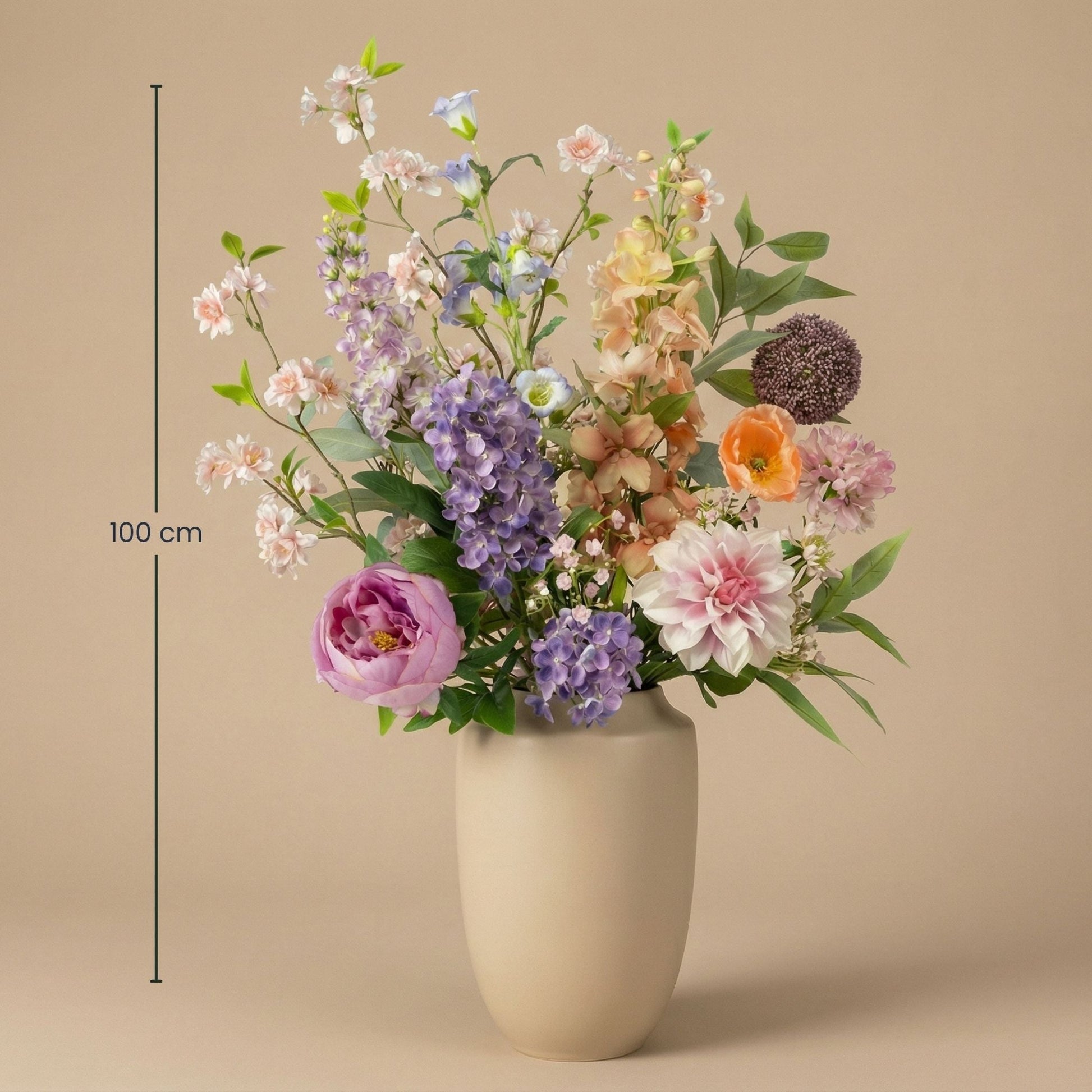 Artificial Flower Bouquet - Pastel Meadow Deluxe - Real Touch - 15 Stems - ↑ 100 Cm