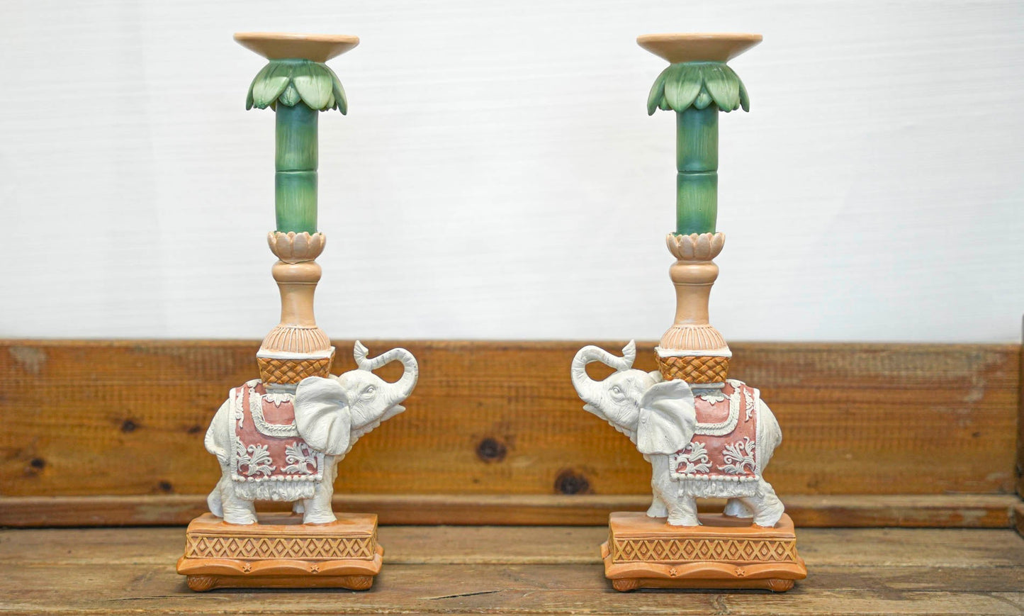 Candle Holder - Elephant Natural Pink - Polyresin -  ↑ 15 Cm