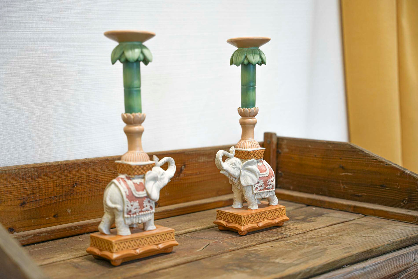 Candle Holder - Elephant Natural Pink - Polyresin -  ↑ 15 Cm
