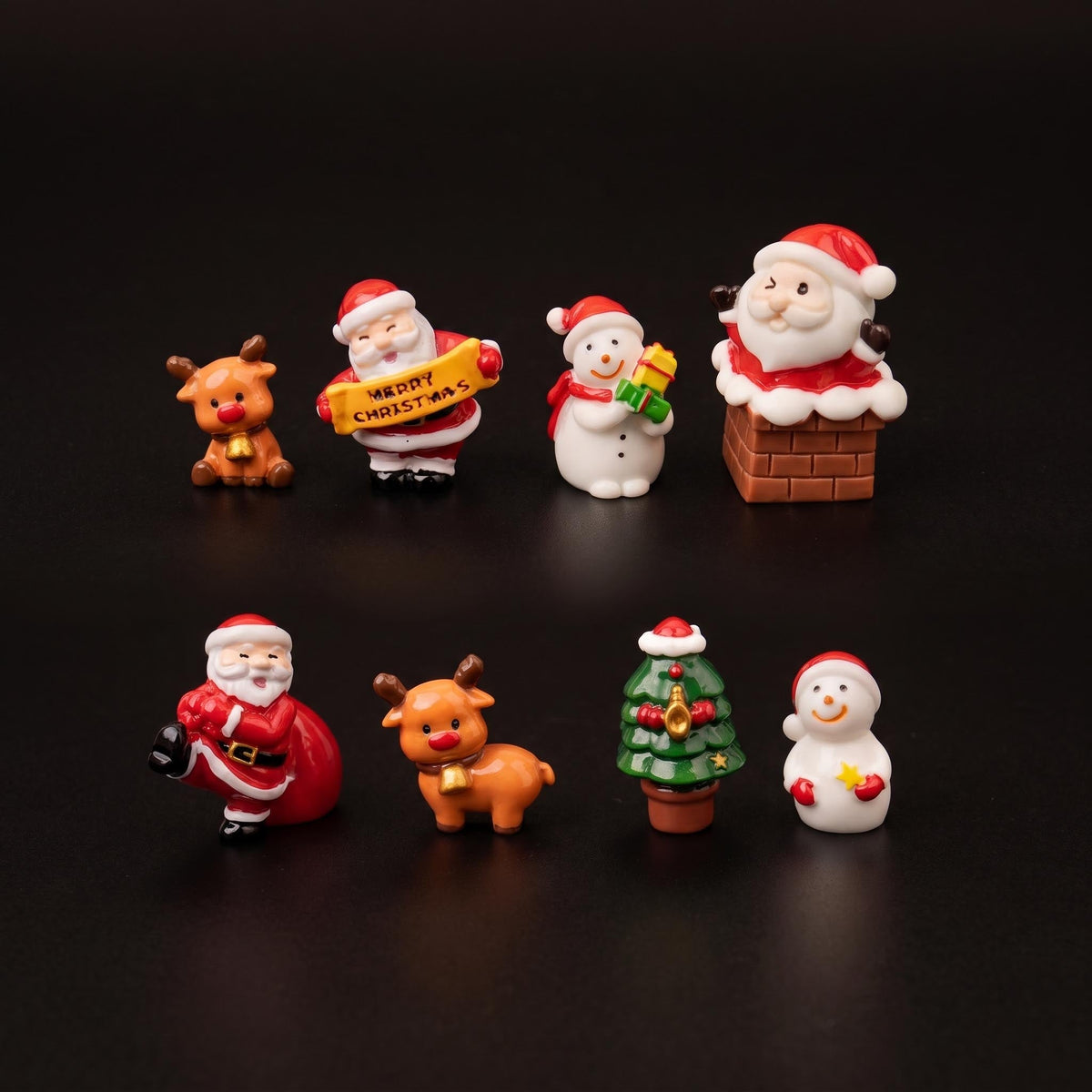 Christmas Friends Set - 8 Pcs - Miniature Figurines ↔ 2-5 Cm