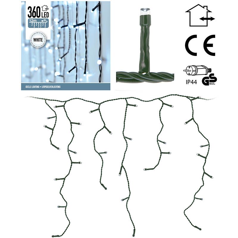 Ijspegel Verlichting - 360 Led's  -12 Meter - Wit