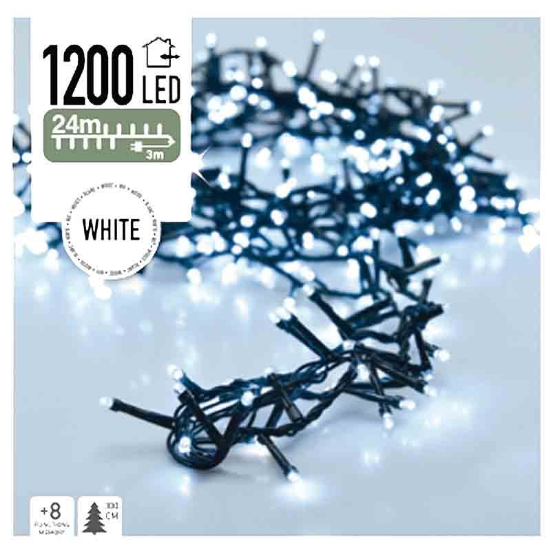 Micro Cluster 1200 Led's - 24 Meter - Wit - 8 Functies + Geheugen