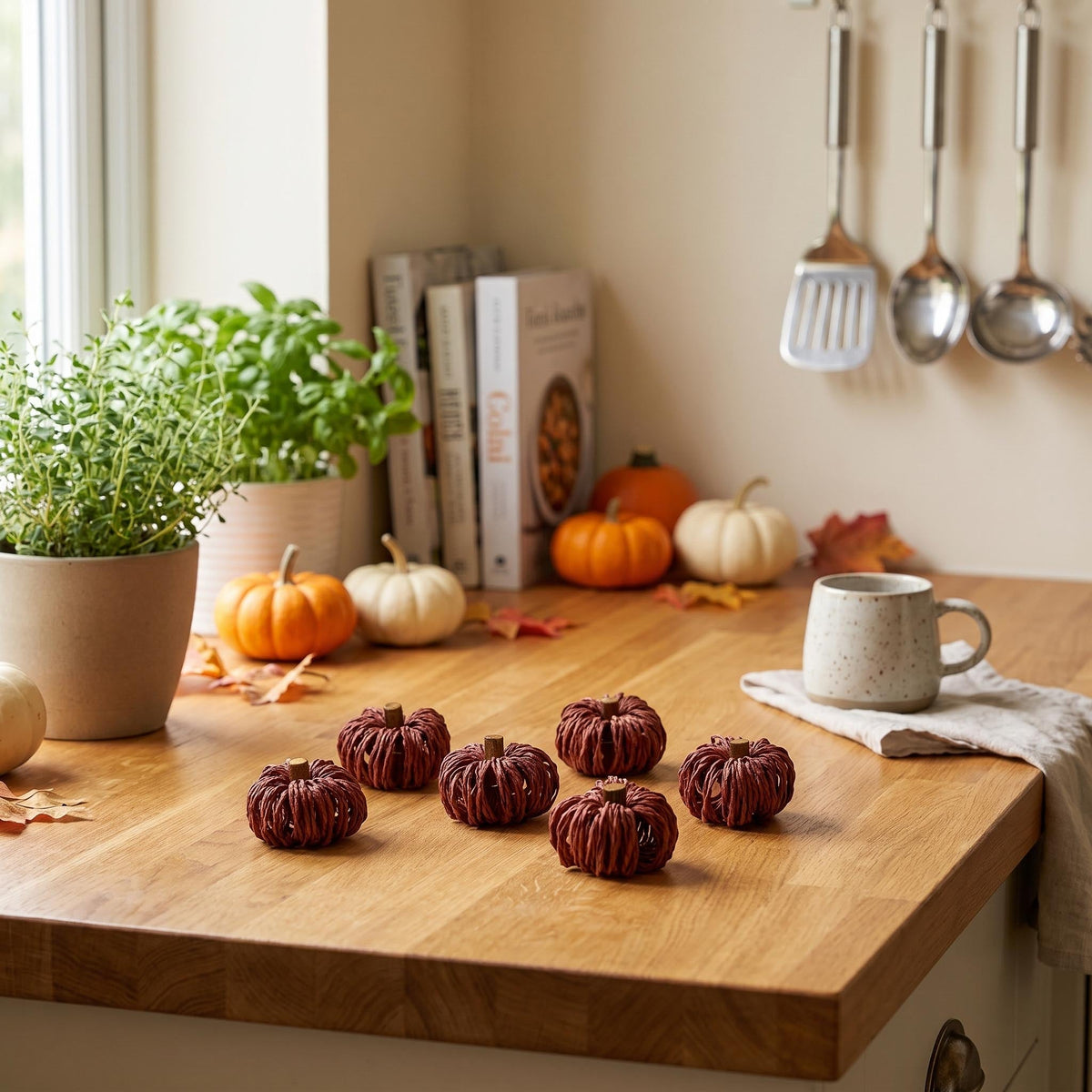 Pumpkin Brown - Ø 4 Cm - 6 Pcs - Natuteral Material