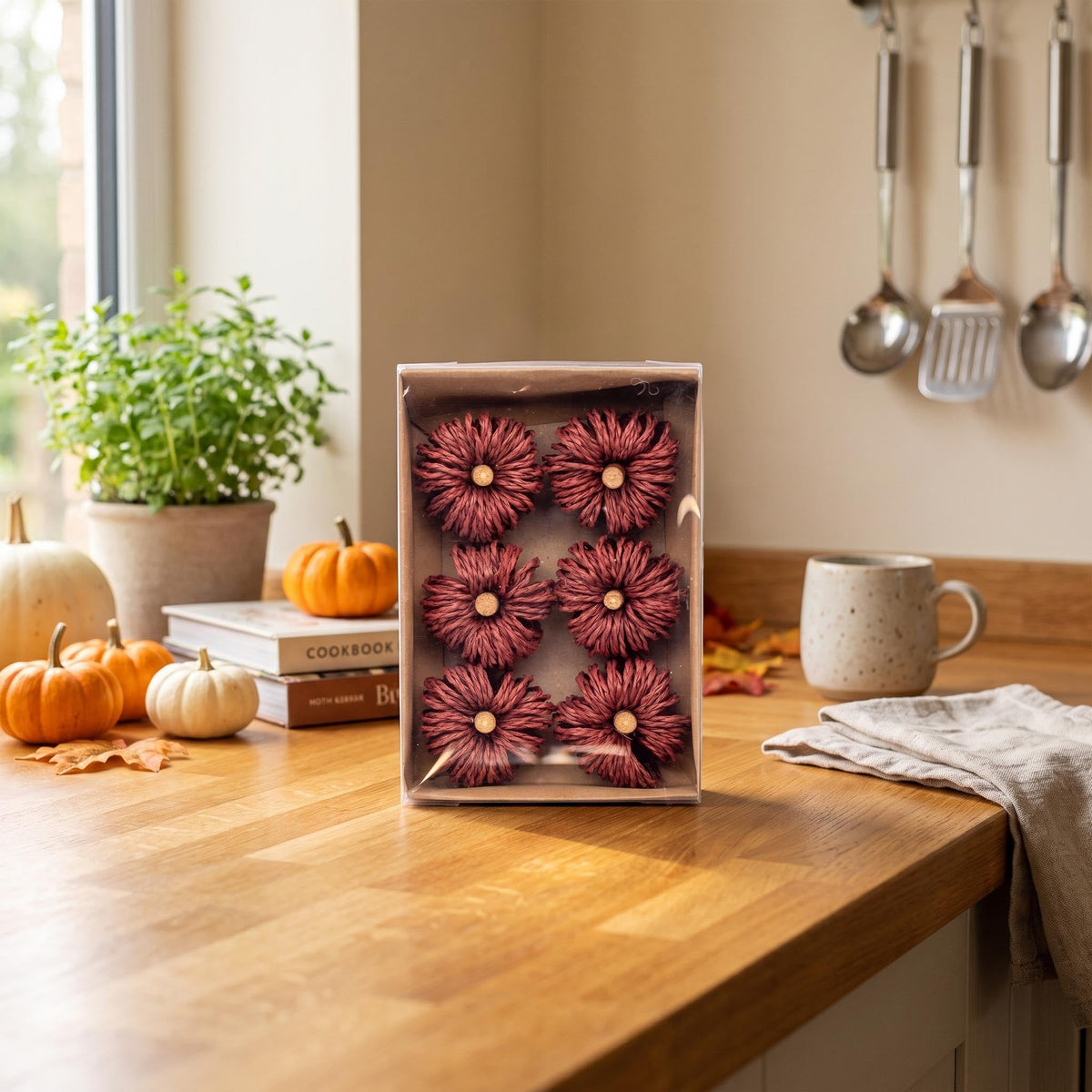 Pumpkin Brown - Ø 4 Cm - 6 Pcs - Natuteral Material