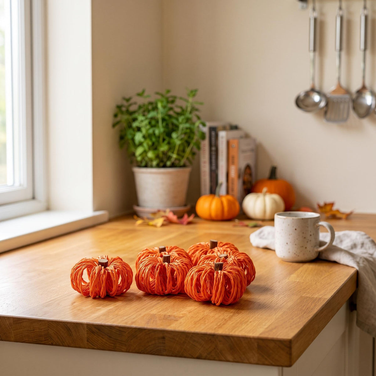 Pumpkin Orange - Ø 4 Cm - 6 Pcs - Natuteral Material