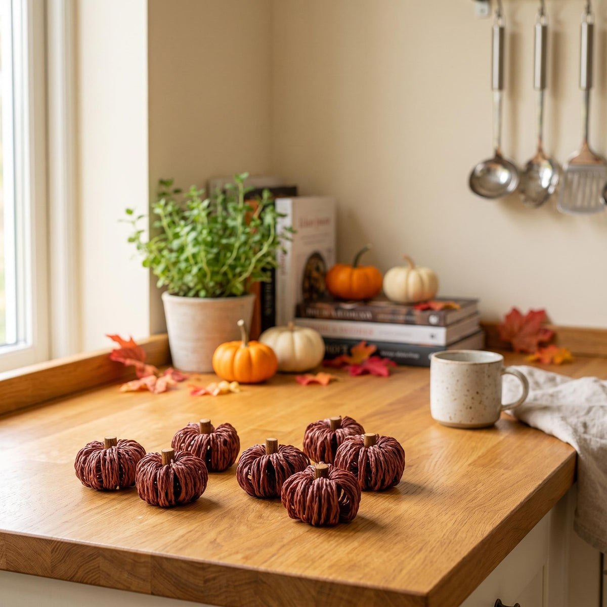 Pumpkin Brown - Ø 4 Cm - 6 Pcs - Natuteral Material