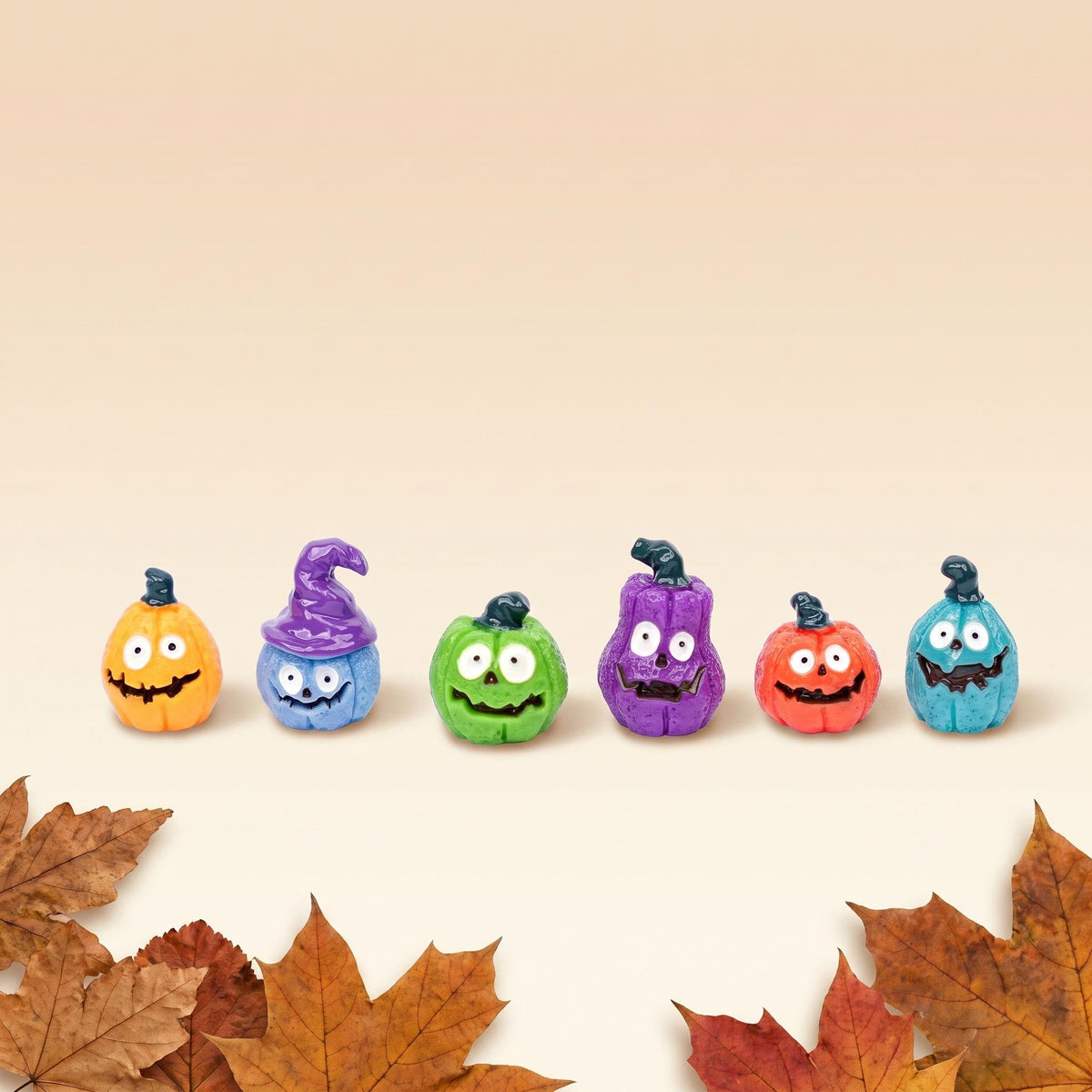 Pumpkin Monsters Mini - 6 Pcs - Miniature Figurines - 1-3 Cm
