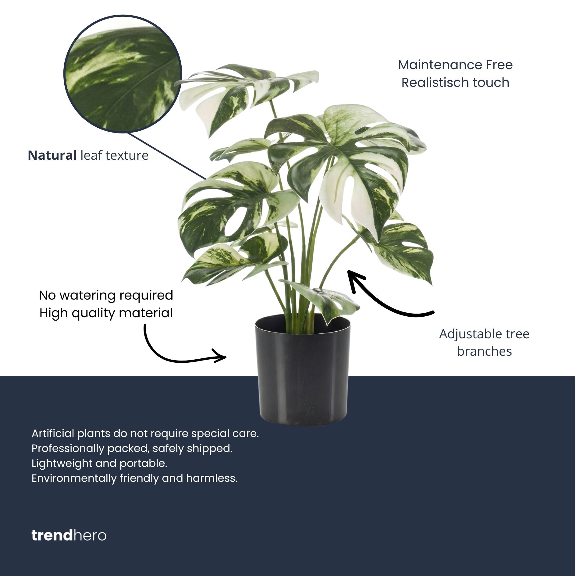 Monstera Bush In Pot 40Cm - Artificial Plant