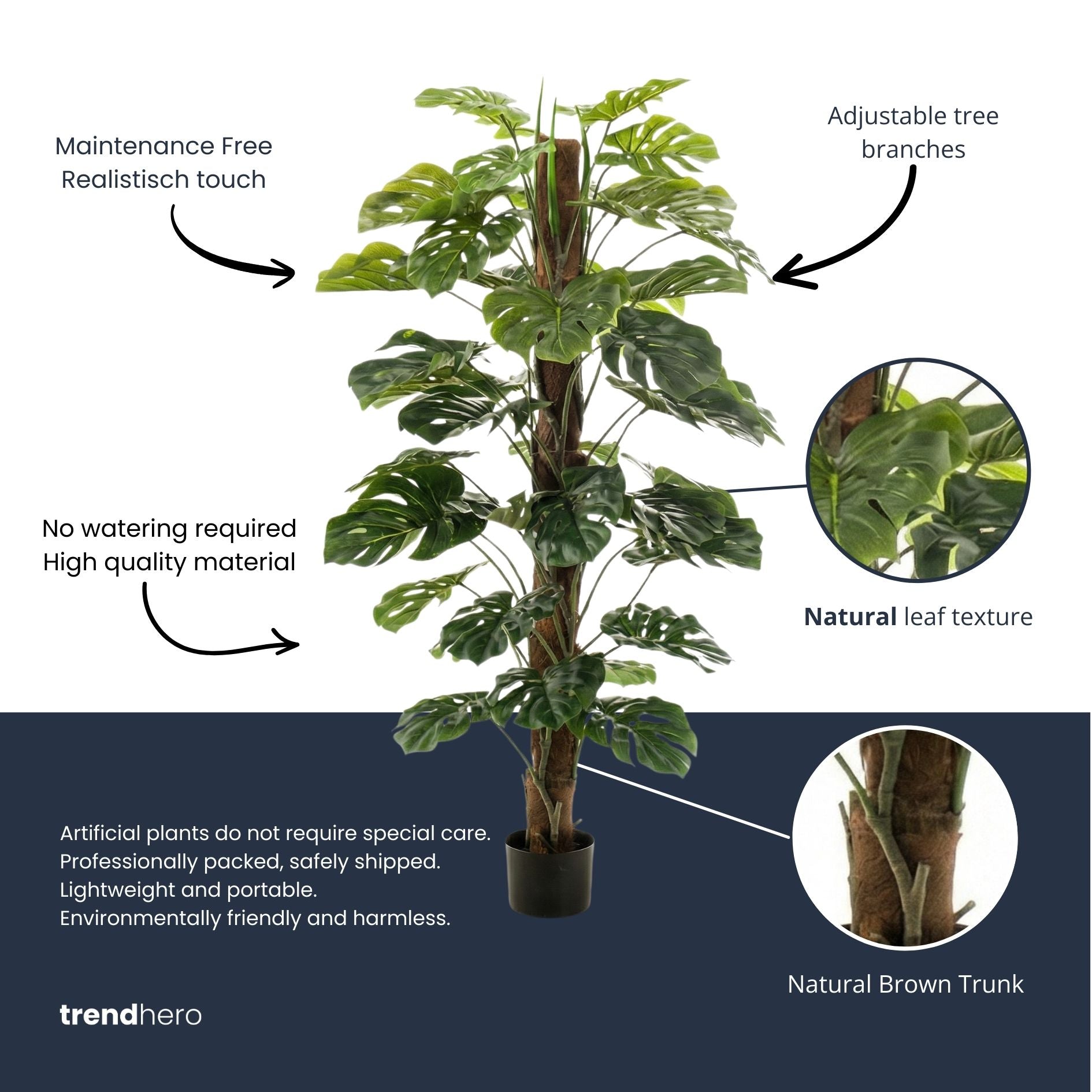 Monstera On Pole 150 Cm - Artificial Plant