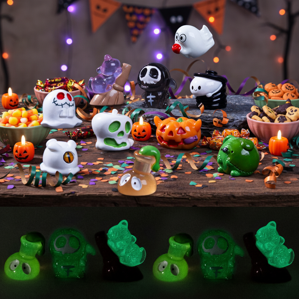 Halloween Spooky Crew - 10 Pcs - Miniature Figurines - 1-3 Cm - Halloween Terrarium Decoration