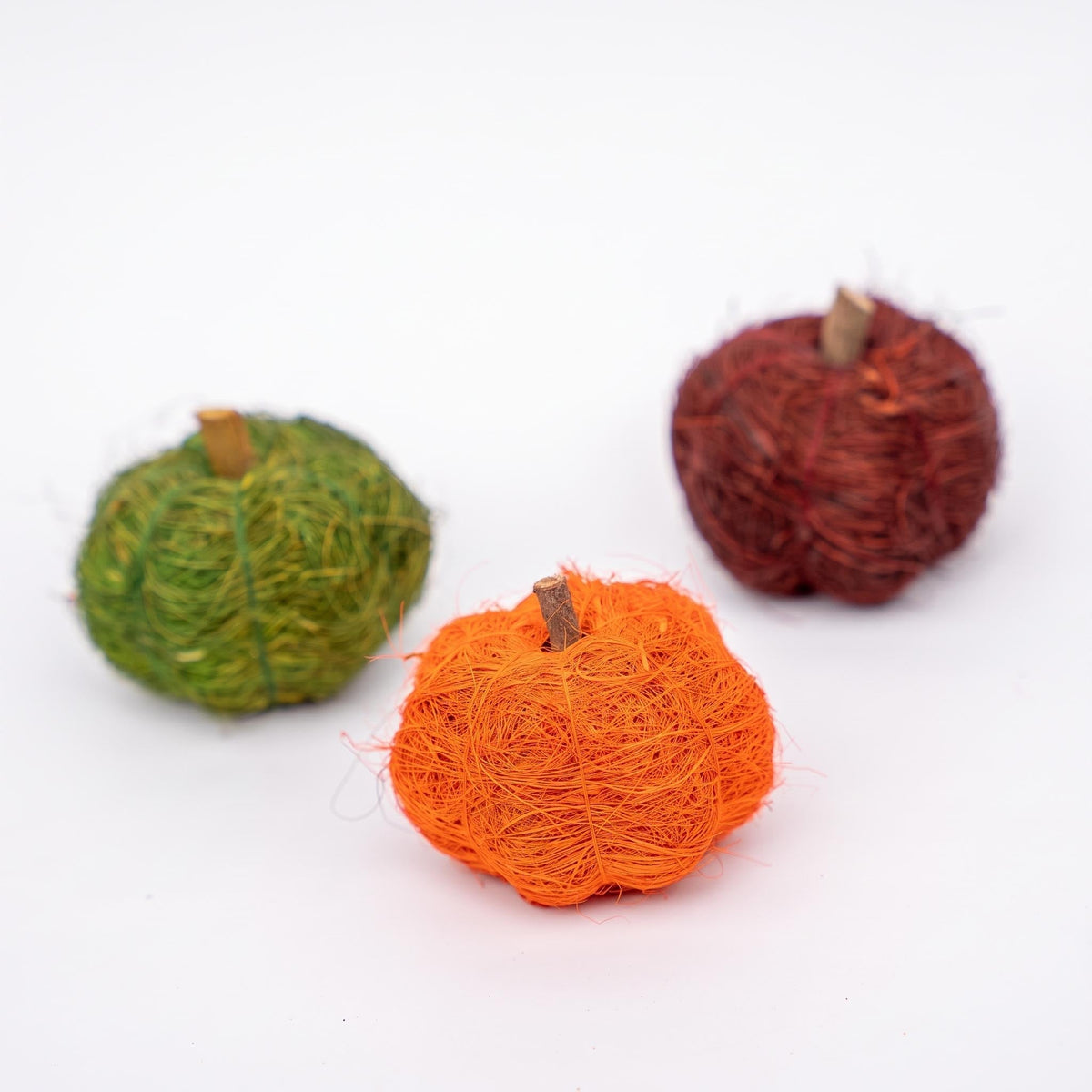 Pumpkin Set - 3Pcs - Natural Material - Green, Orange, Red