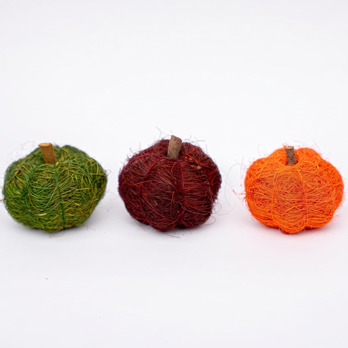 Pumpkin Set - 3Pcs - Natural Material - Green, Orange, Red