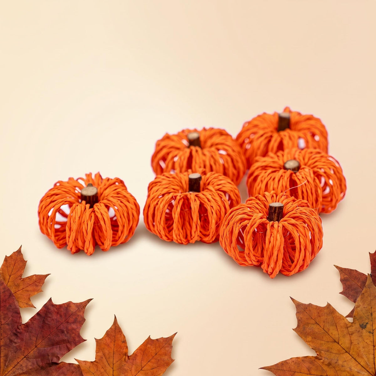 Pumpkin Orange - Ø 4 Cm - 6 Pcs - Natuteral Material