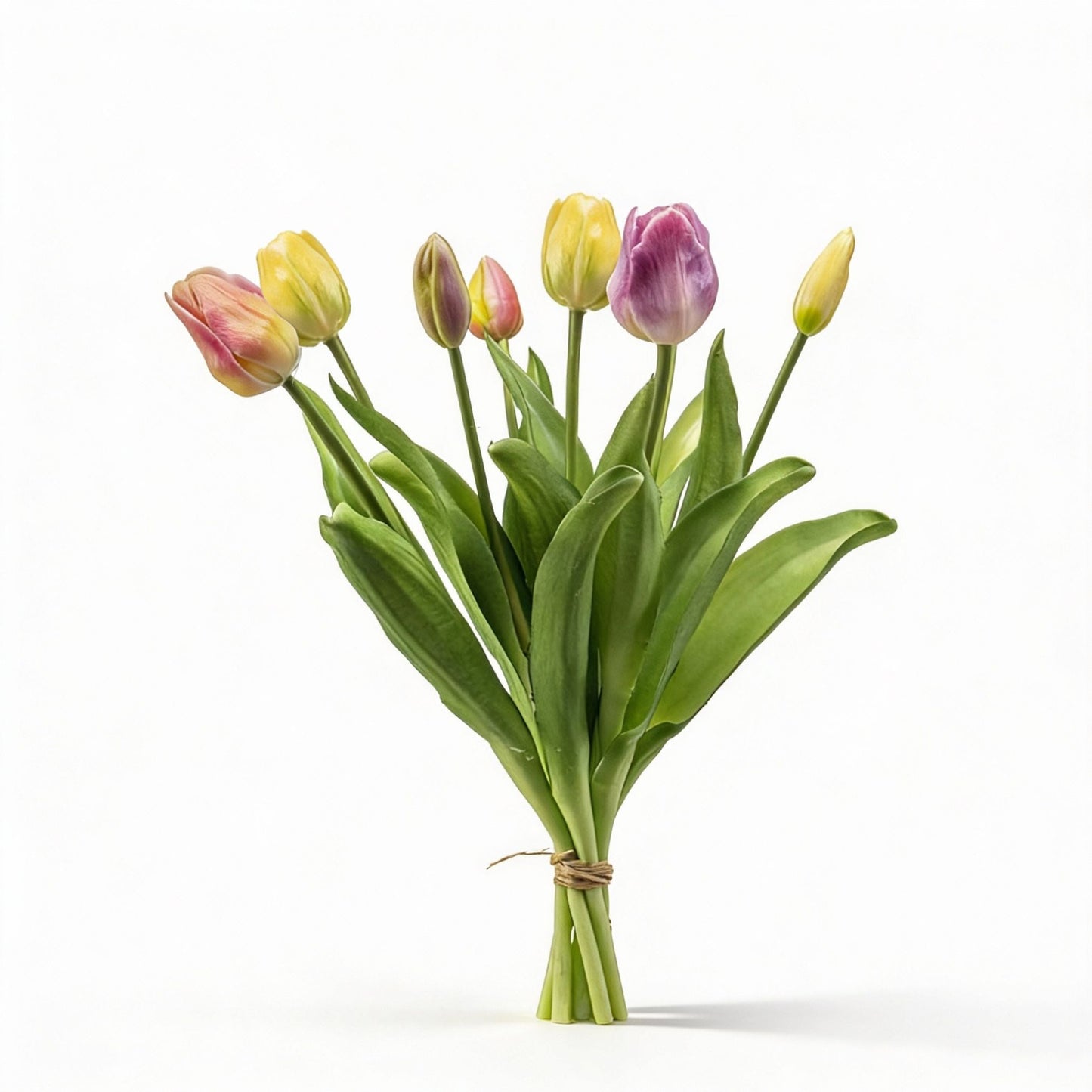 Tulip Bouquet - Soft Spring - ‘Real Touch’ Artificial Tulips - 7 Tulip Stems - 40 Cm
